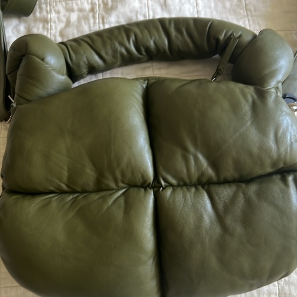 Stylism Leather Olive Green Puffer Bag - Picture 2 of 9